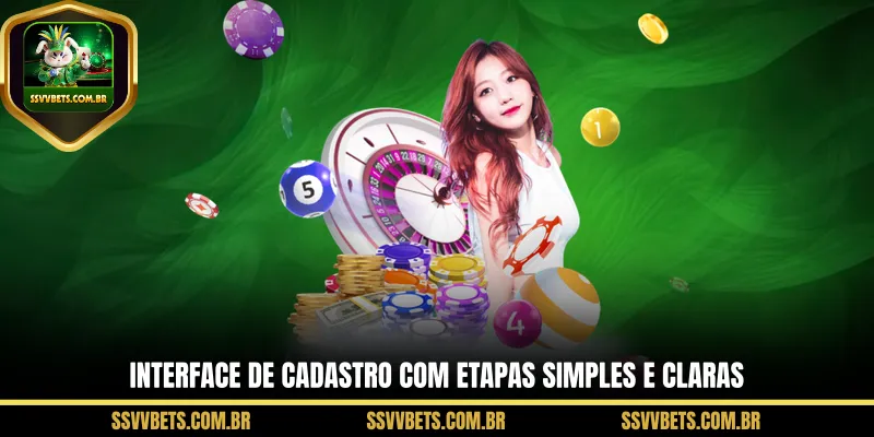 Interface de cadastro com etapas simples e claras